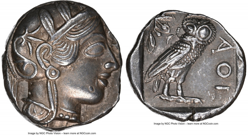 ATTICA. Athens. Ca. 440-404 BC. AR tetradrachm (25mm, 17.13 gm, 8h). NGC AU 3/5 ...