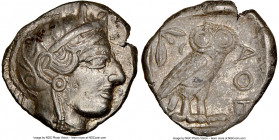 ATTICA. Athens. Ca. 440-404 BC. AR tetradrachm (24mm, 17.14 gm, 9h). NGC AU 5/5 - 2/5. Mid-mass coinage issue. Head of Athena right, wearing earring, ...