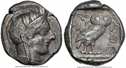 ATTICA. Athens. Ca. 440-404 BC. AR tetradrachm (25mm, 17.14 gm, 2h). NGC Choice XF 5/5 - 4/5. Mid-mass coinage issue. Head of Athena right, wearing ea...