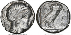 ATTICA. Athens. Ca. 440-404 BC. AR tetradrachm (24mm, 17.19 gm, 1h). NGC Choice XF 4/5 - 4/5. Mid-mass coinage issue. Head of Athena right, wearing ea...