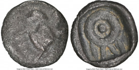 IONIA. Uncertain mint. Ca. 5th-4th Centuries BC. AR tetartemorion (6mm). NGC Choice VF. Eagle head left / Wreath (or ΘE monogram) within incuse square...