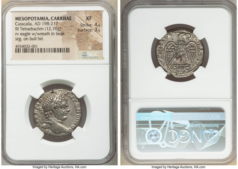 MESOPOTAMIA. Carrhae. Caracalla (AD 198-217). BI tetradrachm (25mm, 12.76 gm, 6h...