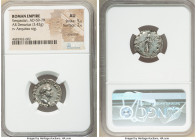 Vespasian (AD 69-79). AR denarius (19mm, 3.42 gm, 6h). NGC AU 5/5 - 2/5, scratches. Rome, AD 69-71. IMP CAESAR VESPASIANVS AVG, laureate head of Vespa...