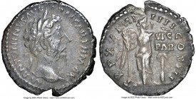 Marcus Aurelius, as Augustus (AD 161-180). AR denarius (19mm, 5h). NGC XF. Rome, AD 166. M ANTONINVS AVG-ARM PARTH MAX, laureate head of Marcus Aureli...