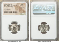 Septimius Severus (AD 193-211). AR denarius (18mm, 2.98 gm, 11h). NGC AU 4/5 - 2/5. Laodicea, AD 197. L SEPT SEV PERT-AVG IMP VIIII, laureate head of ...