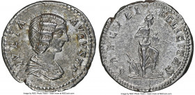Julia Domna (AD 193-217). AR denarius (19mm, 3.35 gm, 7h). NGC Choice XF 5/5 - 4/5. Rome, AD 200-207. IVLIA AVGVSTA, draped bust of Julia Domna right,...