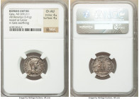 Geta, as Caesar (AD 198-209). AR denarius (20mm, 3.41 gm, 12h). NGC Choice AU 4/5 - 4/5. Rome, AD 200-202. P SEPT GETA CAES PONT, bare head, draped bu...