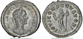 Macrinus (AD 217-218). AR denarius (20mm, 3.21 gm, 6h). NGC Choice AU 5/5 - 4/5. Rome, AD 217-218. IMP C M OPEL SEV MACRINVS AVG, laureate, cuirassed ...