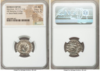 Macrinus (AD 217-218). AR denarius (21mm, 2.63 gm, 1h). NGC Choice AU 3/5 - 4/5. Rome, AD 217-218. IMP C M OPEL SEV MACRINVS AVG, laureate, cuirassed ...