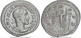Maximinus I (AD 235-238). AR denarius (22mm, 1h). NGC Choice XF. Rome, AD 235. IMP MAXIMINVS PIVS AVG, laureate, draped and cuirassed bust of Maximinu...