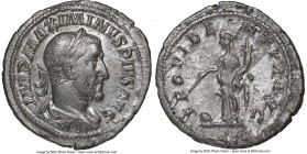 Maximinus I (AD 235-238). AR denarius (20mm, 2.50 gm, 6h). NGC Choice VF. Rome, AD 236-238. IMP MAXIMINVS PIVS AVG , laureate, draped and cuirassed bu...