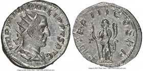 Philip I (AD 244-249). AR antoninianus (23mm, 4.30 gm, 7h). NGC MS 5/5 - 4/5. Rome, AD 246. IMP M IVL PHILIPPVS AVG, radiate, draped and cuirassed bus...