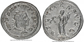 Philip I (AD 244-249). AR antoninianus (23mm, 4.23 gm, 8h). NGC MS 4/5 - 4/5. Rome, AD 244-247. IMP PHILIPPVS AVG, radiate, draped and cuirassed bust ...