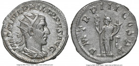 Philip I (AD 244-249). AR antoninianus (22mm, 1h). NGC AU. Rome, AD 246. IMP M IVL PHILIPPVS AVG, radiate, draped and cuirassed bust of Philip I right...
