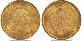 Republic gold Argentino (5 Pesos) 1896 MS62 NGC, KM31. Scarce date, last year of type. AGW 0.2334 oz. 

HID09801242017

© 2022 Heritage Auctions |...