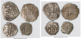 4-Piece Lot of Uncertified Cobs, 1) Philip III or IV Cob 2 Reales ND (1618-1648) P-T - Fine, 25mm. 6.30gm. 2) Philip IV Cob 2 Reales 1666 P-E - XF, 25...