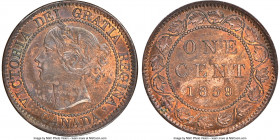 Victoria bronze "Narrow 9" Cent 1859 MS63 Brown NGC, London mint, KM1. Cobalt toned chocolate with partial red still visible. 

HID09801242017

© ...