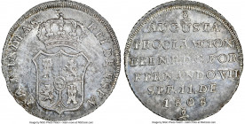 Ferdinand VII silver Proclamation Medal of 2 Reales 1808 UNC Details (Cleaned) NGC, Medina-329, Fonrobert-8047. Struck slightly off center, untoned su...