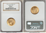 Republic gold 5 Pesos 1929 MS65 NGC, Medellin (MFDFLLIN) mint, KM204. Gem with butter-gold color. AGW 0.2355 oz. 

HID09801242017

© 2022 Heritage...