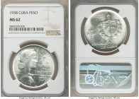 Republic "ABC" Peso 1938 MS62 NGC, Philadelphia mint, KM22. Untoned and lustrous, appears nicer than grade assigned. 

HID09801242017

© 2022 Heri...