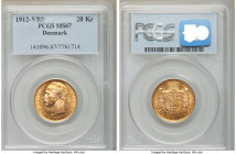 Frederick VIII gold 20 Kroner 1912 (h)-VBP MS67 PCGS, Copenhagen mint, KM810. Superior gem with exceptional strike. 

HID09801242017

© 2022 Herit...