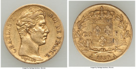 Charles X gold 20 Francs 1830-A VF, Paris mint, KM726.1. 21.0mm. 6.42gm. AGW 0.1867 oz. 

HID09801242017

© 2022 Heritage Auctions | All Rights Re...