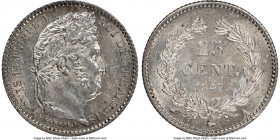 Louis Philippe I Pair of Certified Assorted Multiple Centimes 1847-A NGC, 1) 25 Centimes - MS64, KM755.1 2) 50 Centimes - UNC Details (Reverse Rim Fil...