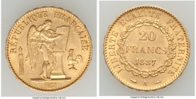 Republic gold 20 Francs 1887-A AU, Paris mint, KM825. 21.0mm. 6.43gm. AGW 0.1867 oz. 

HID09801242017

© 2022 Heritage Auctions | All Rights Reser...