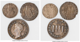 3-Piece Lot of Uncertified Assorted Minors, 1) Charles II 2 Pence (1/2 Groat) ND - VF, S-3326. 16mm. 0.96gm. Sold with dealer envelope. 2) Charles II ...