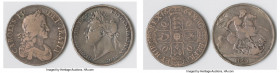 Pair of Uncertified Crowns, 1) Charles II Crown 1664 - Fine, KM422.1. 37mm. 28.79gm. 2) George IV Crown 1821 - Fine, KM680.1. 37mm. 27.61gm. Sold as i...