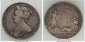 Anne silver Coronation Medal 1702 VF, Eimer-390. 33.4mm. 16.66gm. By Coker. ANNA D G MAG BR FR ET HIB REGINA bust left / VICEM GERIT ILLA TONANTIS Pal...