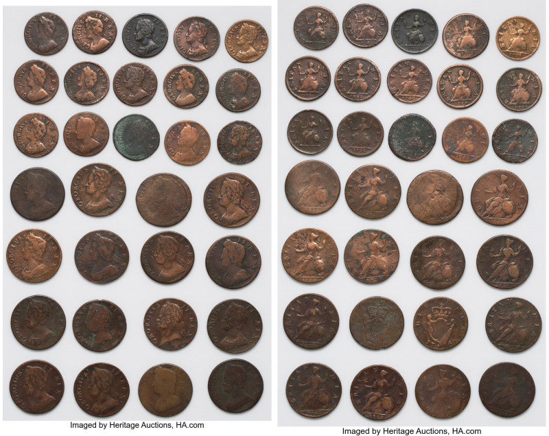 George II 62-Piece Lot of Uncertified Mixed Date Copper Issues, Lot includes (46...