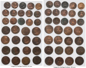 George II 62-Piece Lot of Uncertified Mixed Date Copper Issues, Lot includes (46) 1/2 Pennies and (16) Farthings. Average grade Fine. Sold as is, no r...