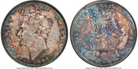 George IV Shilling 1826 MS63 NGC, KM694, S-3812. Heavily toned in shades of russet and mulberry with cerulean blue accents and residual luster. 

HI...