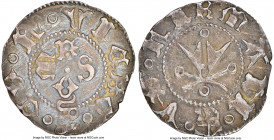 Fermo (Firm). Francesco Sforza Bolognino ND (1434-1446) AU55 NGC, Biaggi-731. 0.98gm. CO F VICEC around O M E S in center circle / R/VB FIRMAN large A...
