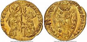 Venice. Francesco Foscari gold Ducat ND (1423-1457) MS63 NGC, Fr-1232. 3.53gm. FRAC FOSCARI DVX | • SM • VЄNЄTI, St. Mark standing right presenting ba...