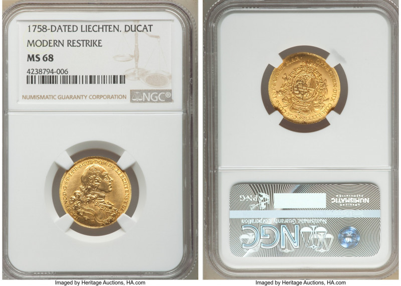 Joseph Wenzel gold Restrike Ducat 1758-M MS68 NGC, KM-C3a. AGW 0.1106 oz. 

HI...