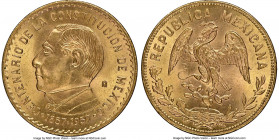 Estados Unidos gold Medallic 10 Pesos 1957-Mo MS66 NGC, Mexico City mint, KM-M123A, Grove-699. Constitutional Centennial. 

HID09801242017

© 2022...