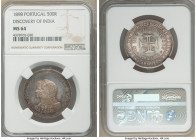 Carlos I 500 Reis 1898 MS64 NGC, KM538. One year type issued for the 400th anniversary of the discovery of India. Cadet-gray with sunset orange undert...