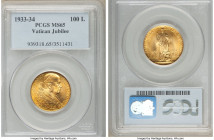 Pius XI gold "Jubilee" 100 Lire 1933-1934 MS65 PCGS, KM19. Jubilee issue. Deep honey-golden gem. AGW 0.2546 oz. 

HID09801242017

© 2022 Heritage ...