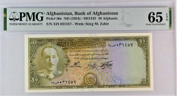 Afghanistan 10 Afghanis 1954 (ND) SH 1333 PMG 65
P# 30c; # 34S 031457