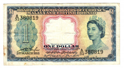 Malaya & British Borneo 1 Dollar 1953
P# 1; VF
