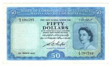 Malaya & British Borneo 50 Dollars 1953
P# 4a; VF