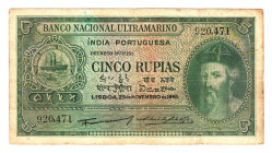 Portuguese India 5 Rupias 1945
P# 35; VF