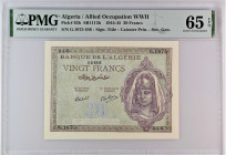 Algeria 20 Francs 1944 - 1945 PMG 65
P# 92b; # G.1675 646