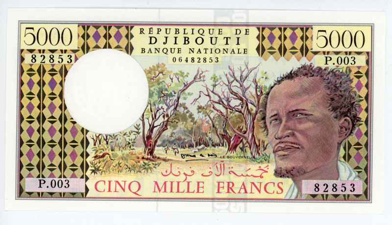 Djibouti 5000 Francs 1979 (ND)
P# 38d; # 06482853; UNC