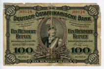 German East Africa 100 Rupien 1905
P# 4; #9124; Deutsch-Ostafricanische Bank; VG
