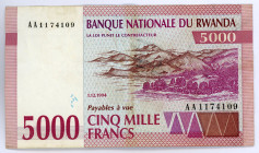 Rwanda 5000 Francs 1994
P# 25a; #AA1174109; VF
