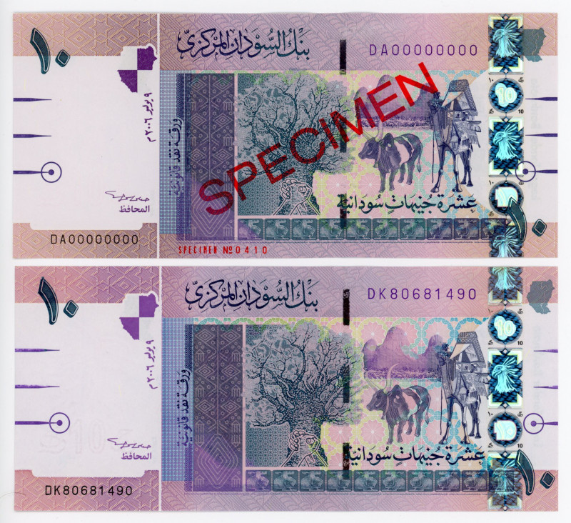 Sudan 2 x 10 Pounds 2006 Specimen And Command Notes
P# 67, 67s; UNC