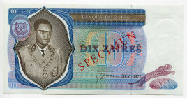 Zaire 10 Zaires 1972 Specimen
P# 23s; UNC